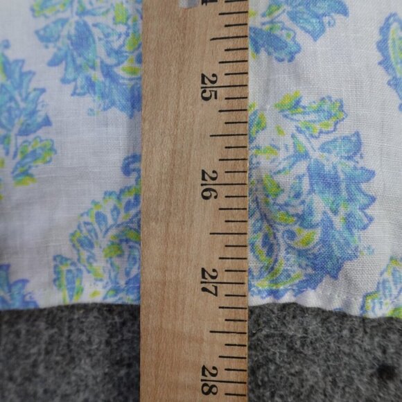 J. Jill Shirt Medium White Blue Paisley All Over Print 100% Linen - Picture 6 of 9